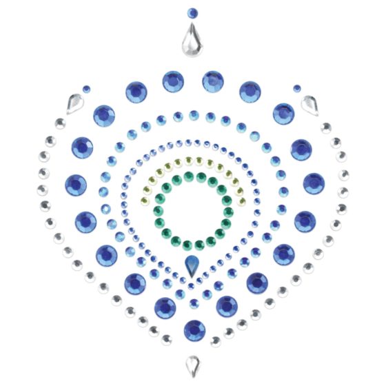 Zestaw biżuterii intymnej z błyszczącymi diamentami - 3 części (zielono-niebieski)