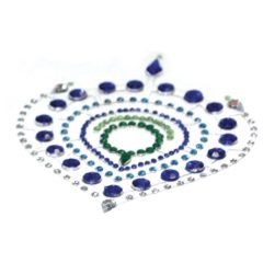   Zestaw biżuterii intymnej z błyszczącymi diamentami - 3 części (zielono-niebieski)