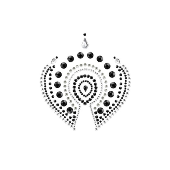 Zestaw biżuterii intymnej z błyszczącymi diamentami - 3 części (czarno-srebrny)