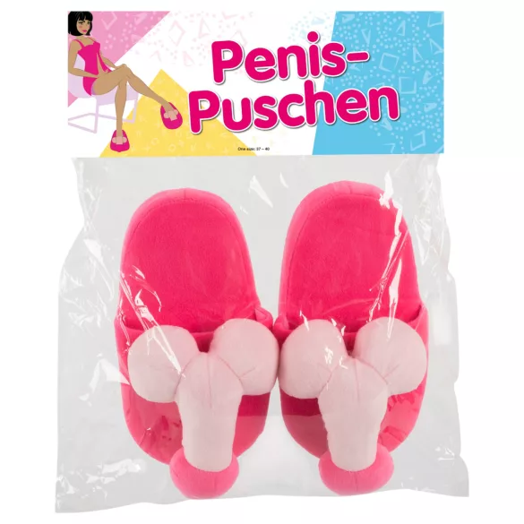 Plüss - kapcie erotyczne - kształt penisa - różowe