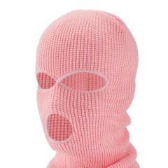Kominiarka - dzianinowa maska z 3 otworami (różowa)