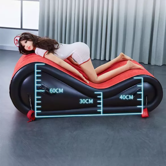 Desirel Magic Pillow - dmuchany mebel BDSM - z kajdankami (czerwony)