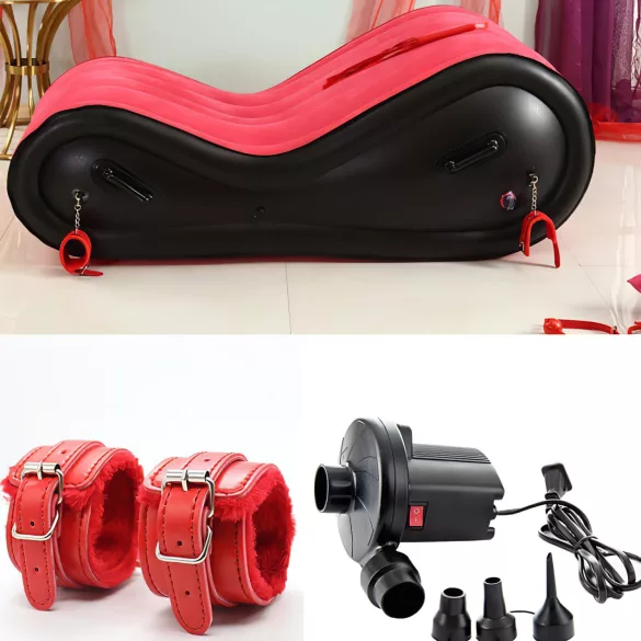 Desirel Magic Pillow - dmuchany mebel BDSM - z kajdankami (czerwony)