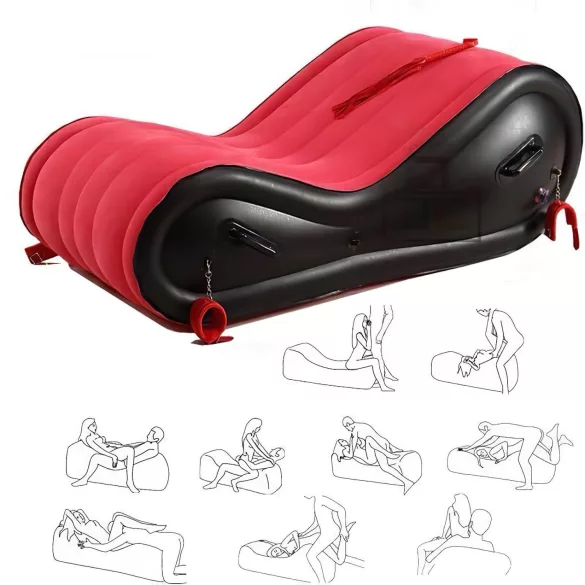 Desirel Magic Pillow - dmuchany mebel BDSM - z kajdankami (czerwony)