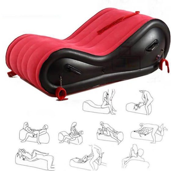 Magic Pillow - nadmuchiwane łóżko do seksu - z kajdankami - duże (czerwone)