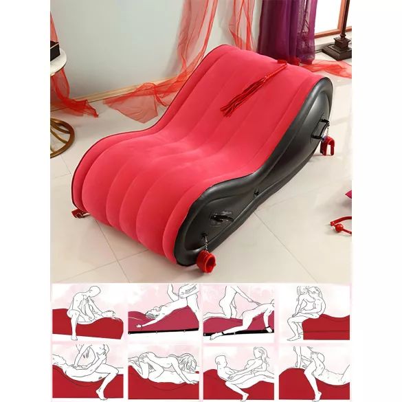 Desirel Magic Pillow - dmuchany mebel BDSM - z kajdankami (czerwony)