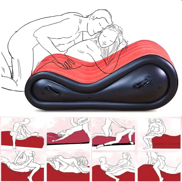 Desirel Magic Pillow - dmuchany mebel BDSM - z kajdankami (czerwony)