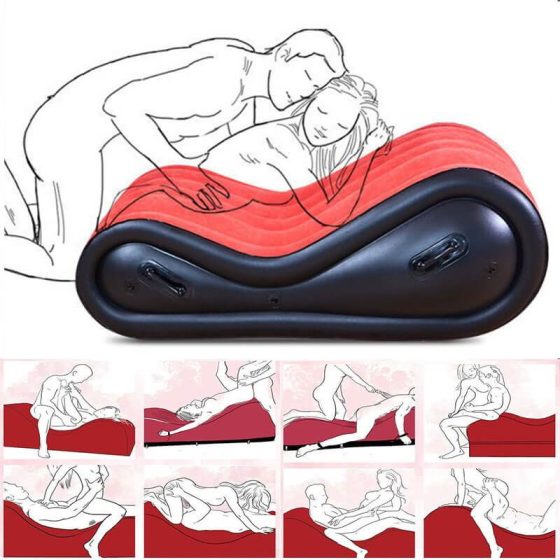 Magic Pillow - nadmuchiwane łóżko do seksu - z kajdankami - duże (czerwone)