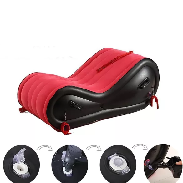 Desirel Magic Pillow - dmuchany mebel BDSM - z kajdankami (czerwony)
