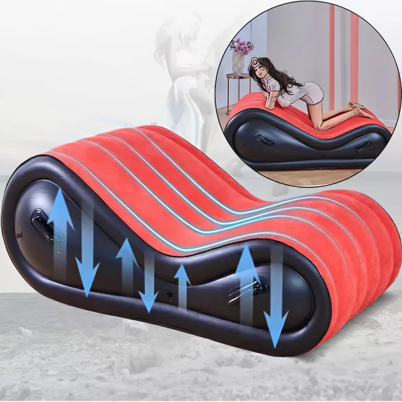 Desirel Magic Pillow - dmuchany mebel BDSM - z kajdankami (czerwony)