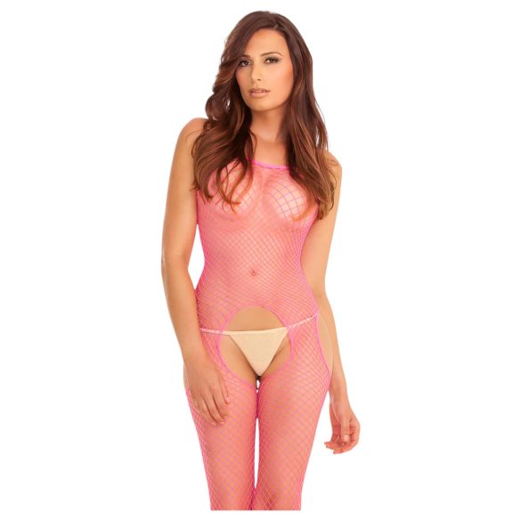 Rene Rofe - różowy bodystocking siateczkowy (S-L)