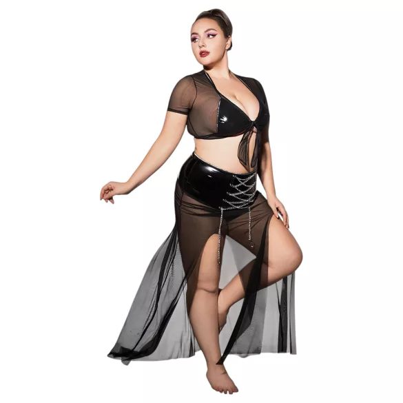 JSY 065 - czarny komplet babydoll (XL-2XL)
