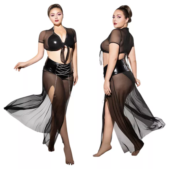 JSY 065 - czarny komplet babydoll (XL-2XL)