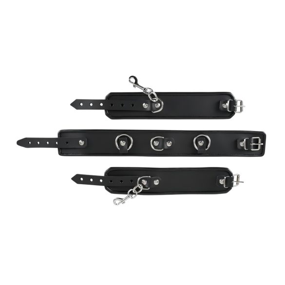 ZADO - obroża skórzana z kajdankami - czarna