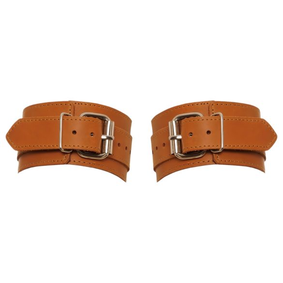 ZADO - skórzane kajdanki na nadgarstki (brązowe)