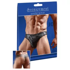   Svenjoyment - Połyskujące męskie stringi z przezroczystą wstawką (czarne)