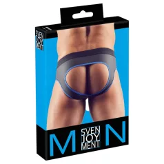   Svenjoyment - jockstrap męski z otwartym krokiem - czarno-niebieski