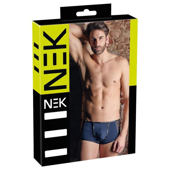 NEK - czarne bokserki z siateczką i sznurowaniem (niebieskie) - M