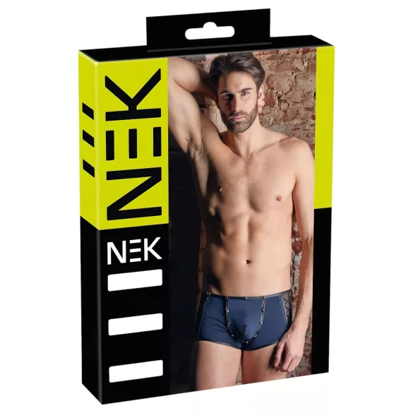 NEK - bokserki męskie - sznurowane, z siateczką - czarne, niebieskie - L