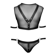   Svenjoyment Bondage - zestaw męski neck top i jock bottom (czarny)