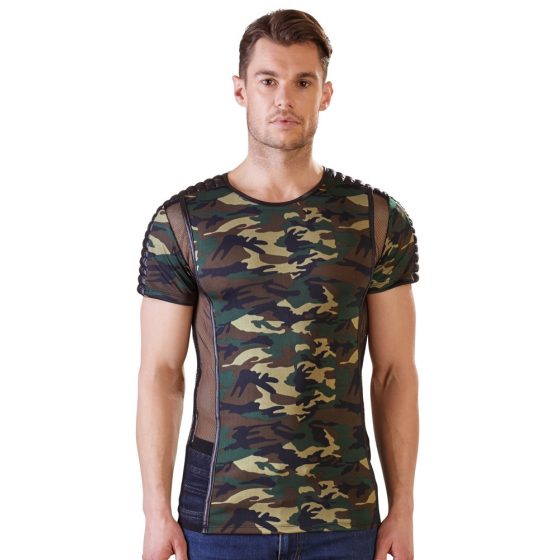 / NEK - męska koszulka z kamuflażowym wzorem (zielono-brązowa)