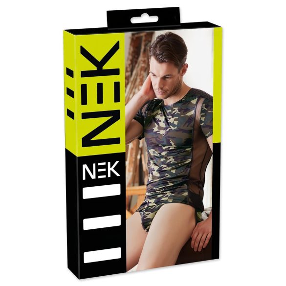 / NEK - męska koszulka w kamuflażu (zielono-brązowa) - 2XL