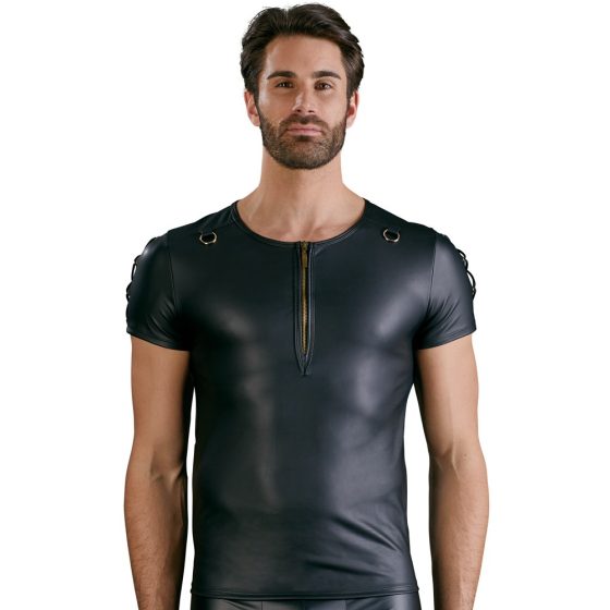 NEK - męska koszulka z krótkim rękawem z matowym efektem (czarna)