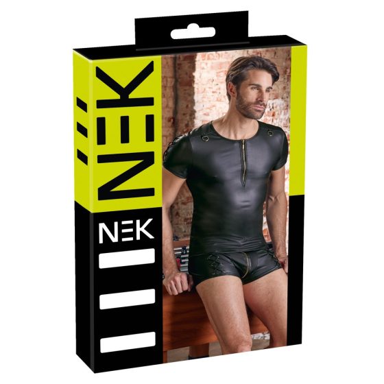 NEK - męska koszulka z krótkim rękawem z matowym efektem (czarna) - XL