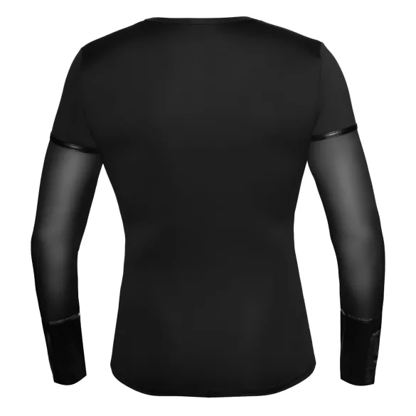 NEK - męska koszulka z długim rękawem z krzyżowymi paskami (czarna) - XL