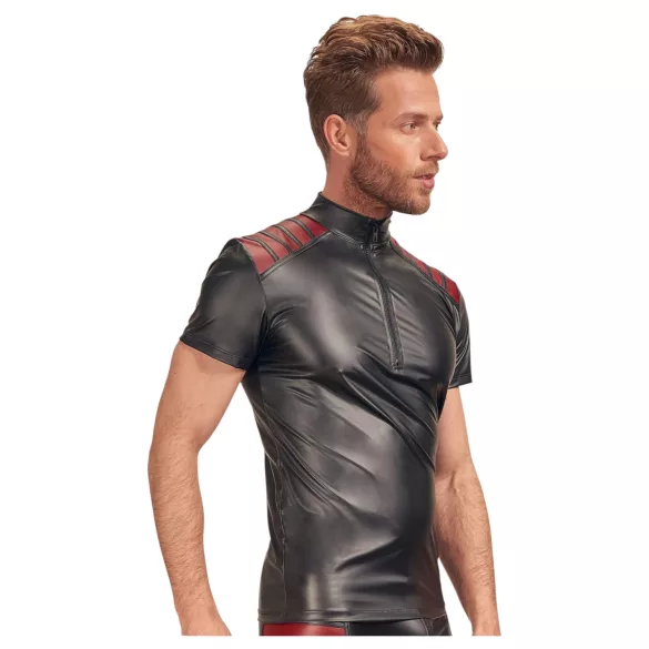 NEK - bluza męska z czerwonymi wstawkami i zamkiem - czarna - XL