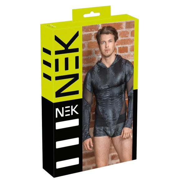 NEK - Męska bluza z kapturem, wzór wężowej skóry (czarna) - M
