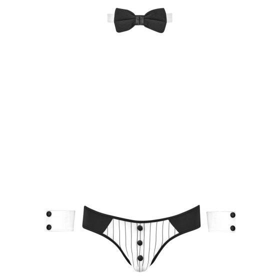 Svenjoyment - Męski strój kelnera ze stringami (czarno-biały)