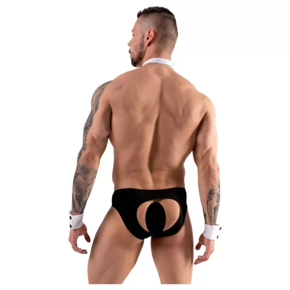 Svenjoyment - męski kostium tanga kelner - czarno-biały - XL