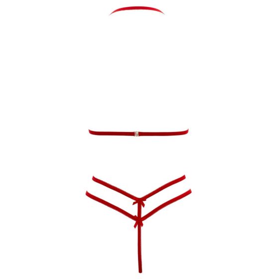 Cottelli - otwarty koronkowy biustonosz (czerwony) - XL