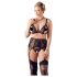 Cottelli Plus Size - koronkowa bielizna trio (czarna)