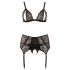 Cottelli Plus Size - koronkowa bielizna trio (czarna)