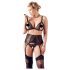 Cottelli Plus Size - koronkowa bielizna trio (czarna) - XXL