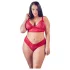 Cottelli Plus Size - komplet bielizny - miękka koronka - czerwony