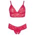 Cottelli Plus Size - miękki koronkowy zestaw biustonoszy (czerwony)