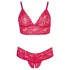 Cottelli Plus Size - komplet bielizny - miękka koronka - czerwony