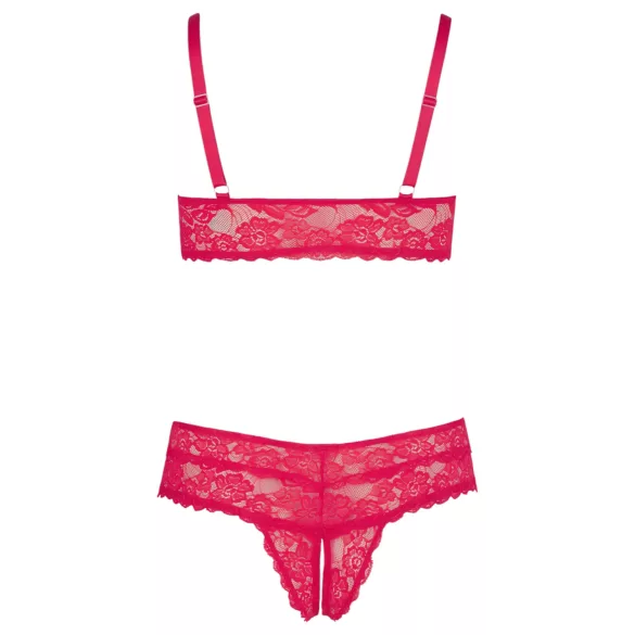 Cottelli Plus Size - komplet bielizny - miękka koronka - czerwony