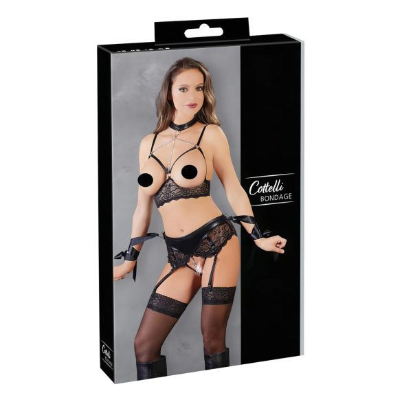 Cottelli Bondage - koronkowy komplet bielizny (5 części)