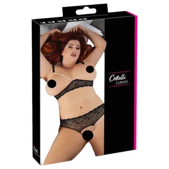 Cottelli Plus Size - perłowy biustonosz (czarny) - 3XL