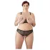 Cottelli Plus Size - komplet bielizny z koralikami - czarny - 3XL