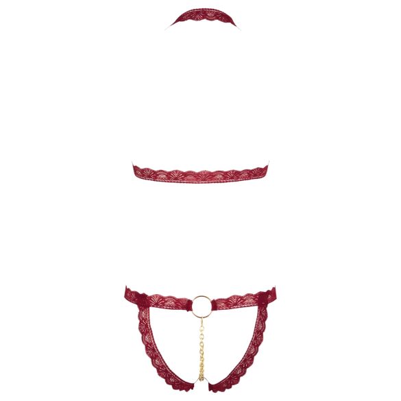 Cottelli - metalowy pierścień, otwarty biustonosz (czerwony)