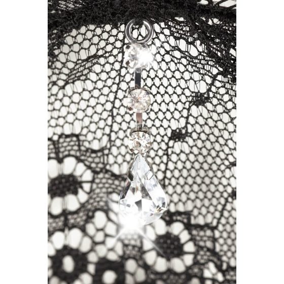 Cottelli Plus Size - koronkowy komplet bielizny z kryształkami (czarny)