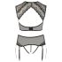 Cottelli Plus Size - lśniący zestaw koronkowy (czarny) - XL