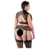 Cottelli Plus Size - komplet bielizny z koronką i cyrkoniami - czarny - 3XL