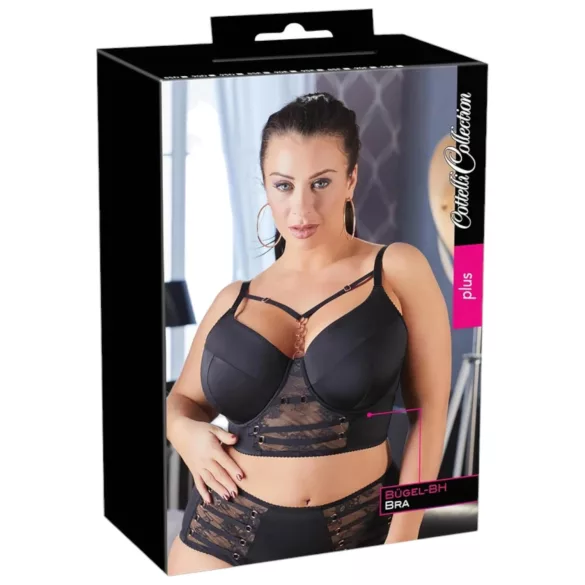 Cottelli Plus Size - koronkowy biustonosz z ramiączkami (czarny)