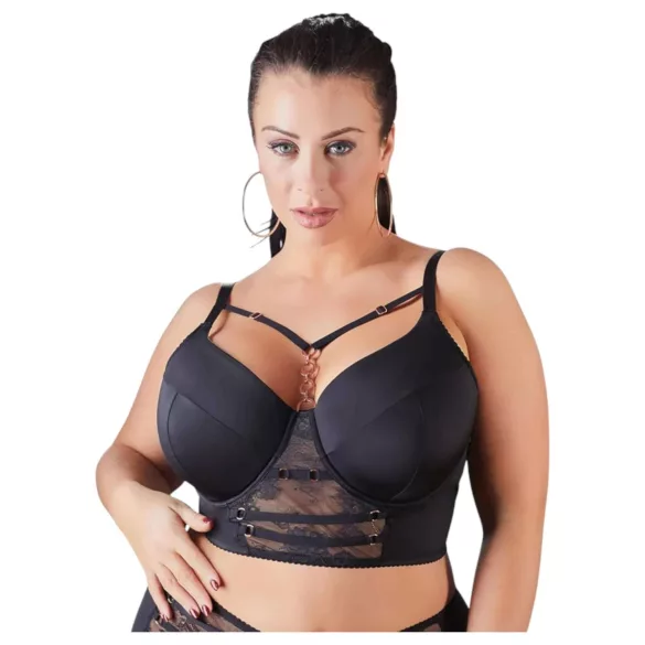 Cottelli Plus Size - koronkowy biustonosz z ramiączkami (czarny) - 95F